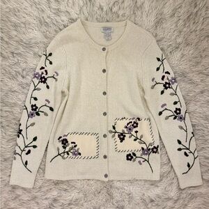 Northern Traditions Embroidered Cardigan - Ivory